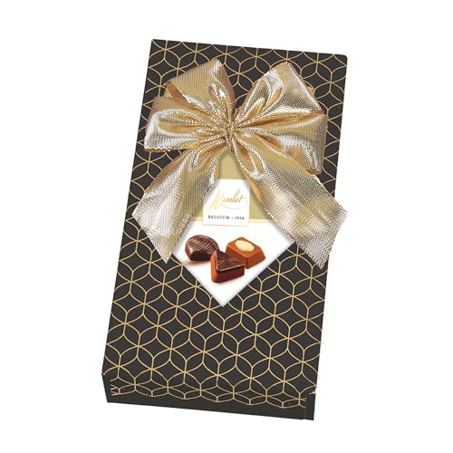 Chocolate Belga Hamlet, Bombones para Regalar con Lazo Dorado, Caja de Chocolates para regalar 100g, Auténtico Chocolate Belga