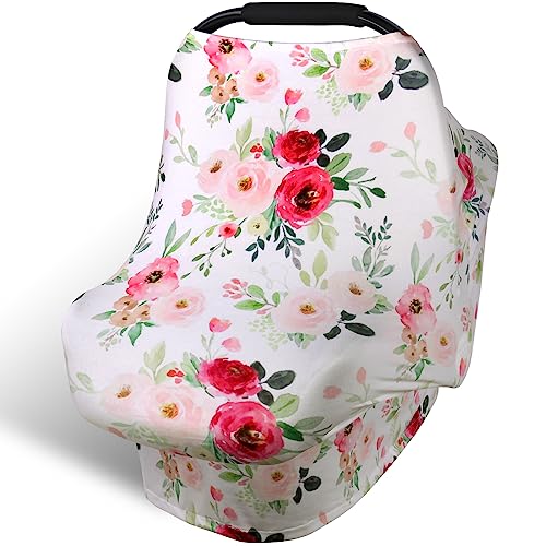 Image of Rquite Car Seat Cover Baby, Carseat Cover for Boy Girl, Stretchy Infant Car Seat Cover, Breathable Car Seat Canopy, Nursing Cover for Breastfeeding, Multi-use Baby Carseat, Carrier, Stroller Covers