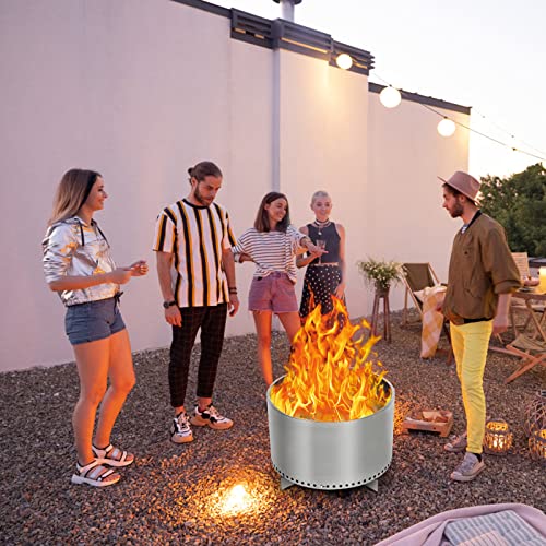 20.5" Smokeless Fire Pit with Air Switch, Wood Burning Portable Stainless Steel Outdoor Firepit with Stand and Ash Pan,Ideal for Camping for Backyard Patio and Picnic H: 11.5 in, 18.7 lbs