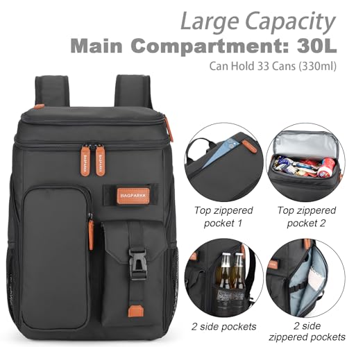BAGPARKK Insulated Cooler Backpack,33/45 Cans Multifunctional Double Deck Leakproof Cooler Bag with Sternum Strap,Large Capacity Lightweight Travel Camping Beach Backpack - Image 5