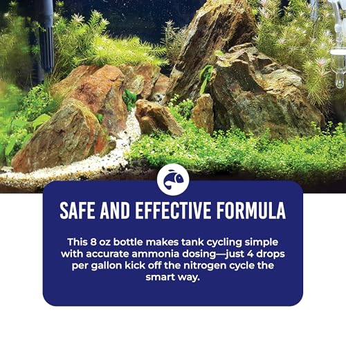 DrTim's Aquatics Ammonium Chloride Solution for Fishless Cycling - 8 oz., Treats 400 gal. – Fish Tank Cleaner for Saltwater, Freshwater & Reef Aquariums