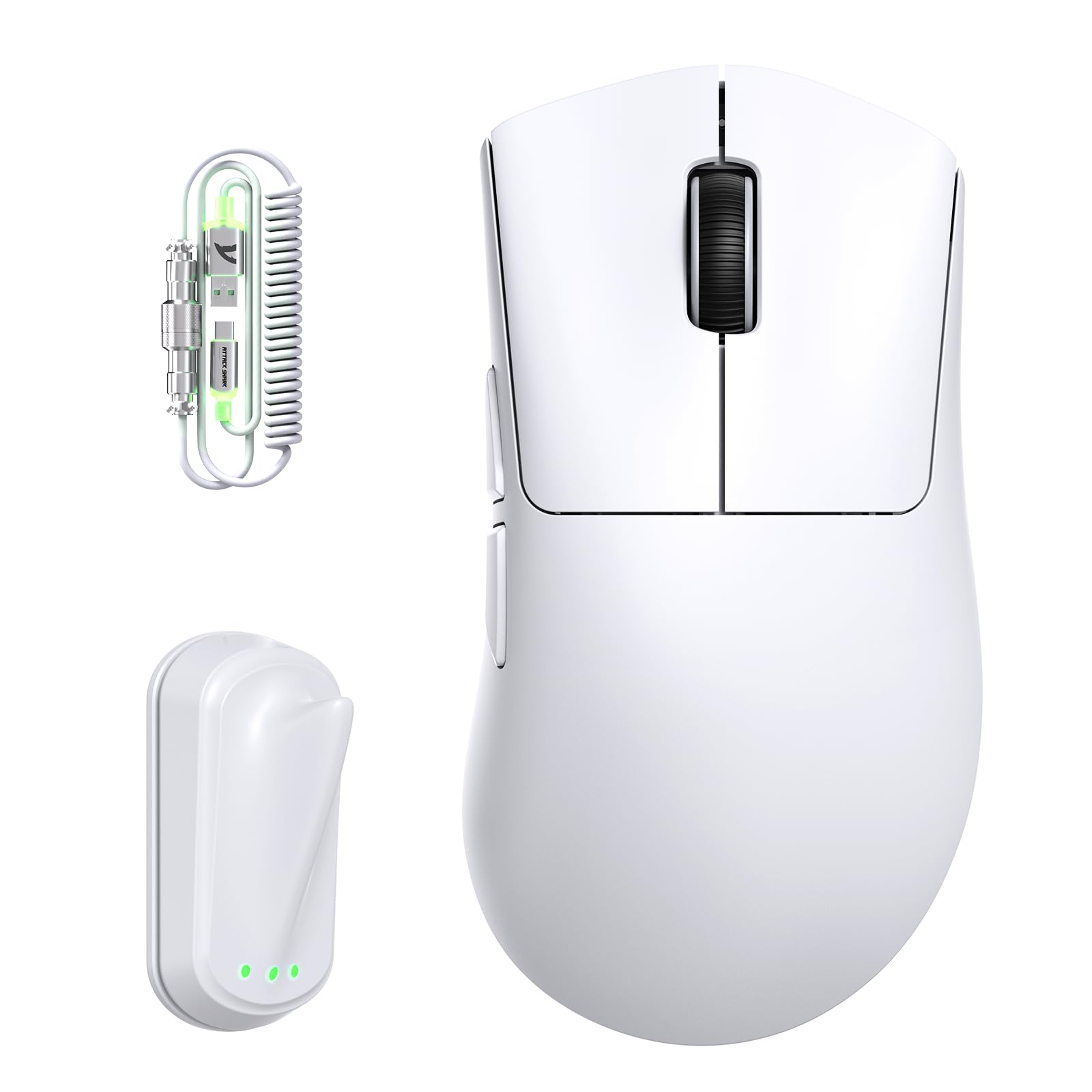 ATTACK SHARK V8 Wireless Gaming Mouse, 59g Lightweight BT/2.4G Wireless/Wired Mouse, PixArt PAW3950MAX Gaming Sensor, 8K Polling,42000 DPI,Coiled Cable,Office Mice for PC/Win/Mac(White)-image-22