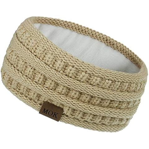 Womens Winter Ear Warmer Headband - Fleece Lined Cable Knit Ear Band Covers for Cold Weather - Soft & Stretchy Head Wrap Cover