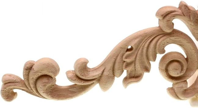 Wooden Furniture Decor Decal Solid Wood Home Decor Long Applique Wardrobe Tv Cabinet Door Wood Carved Flower Accessories Ornament Figurine
