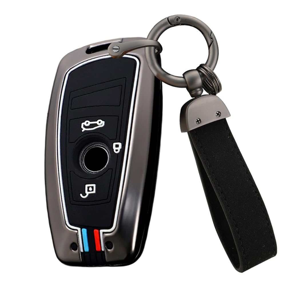 ontto Etui na kluczyki samochodowe pasuje do BMW F20, F30, G20, F31, F34, F10, G30, F11, X3, F25, X4, I3, M3, M4, 1, 3, 5, etui na klucze, etui ochronne, metalowe, breloczki, etui, akcesoria, 3 przyciski, czarne