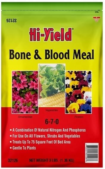 Hi-Yield (32126) Bone & Blood Meal 6-7-0, 3 lbs | Bone & blood meal 6-7-0 - Dual organic nitrogen & phosphorus for vegetables & flowers - Organic gardeners