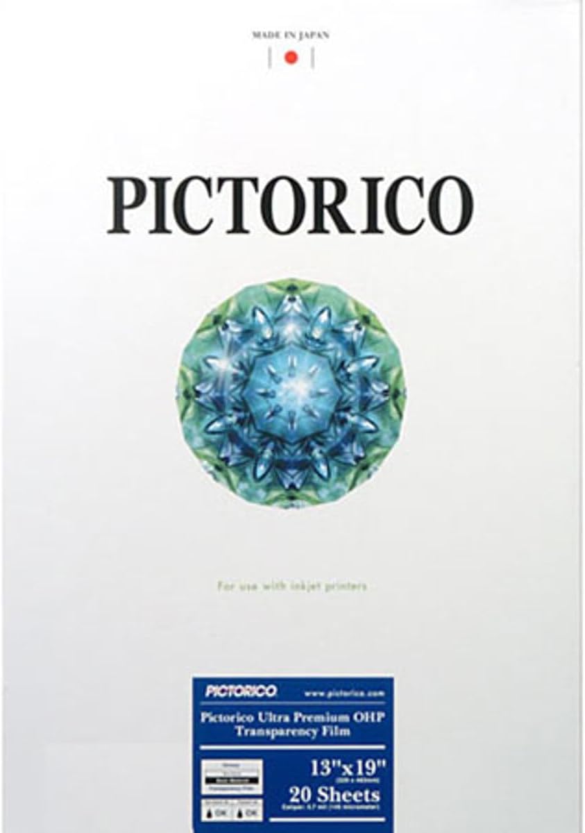 Pictorico TPS100, Ultra Premium Over Head Projector Transparency Inkjet Film, 184gsm, 5.7mil., 13x19", 20 Sheets