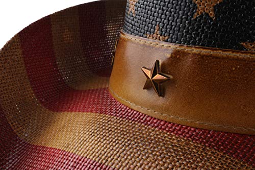 Enimay Western Outback Cowboy Hat Men's Women's Style Straw Felt Canvas (USA Star Band)