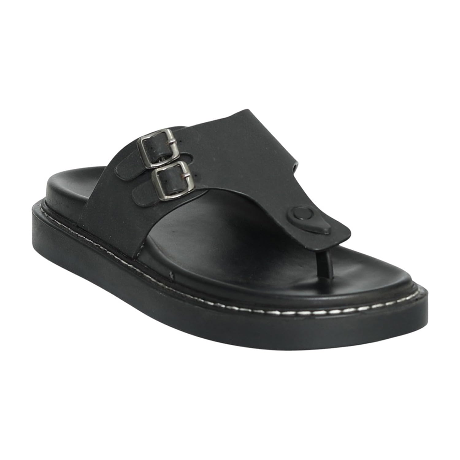 bellissimo Men’s Black Double-Buckle Toe-Ring Sandals-picture-25