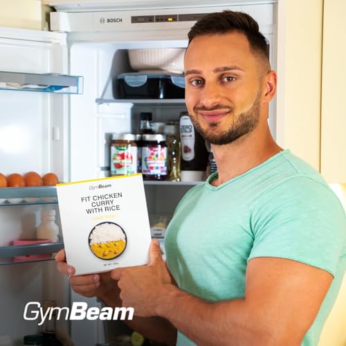 GymBeam FIT Fertigmahlzeit Hähnchen Curry mit Reis - Vollwertige Mahlzeit, hoher Proteingehalt, saftige Hähnchenfilets, mit Kokosmilch und Gemüse, einfach Zuzubereiten, ideal fürs Reisen, 420 g