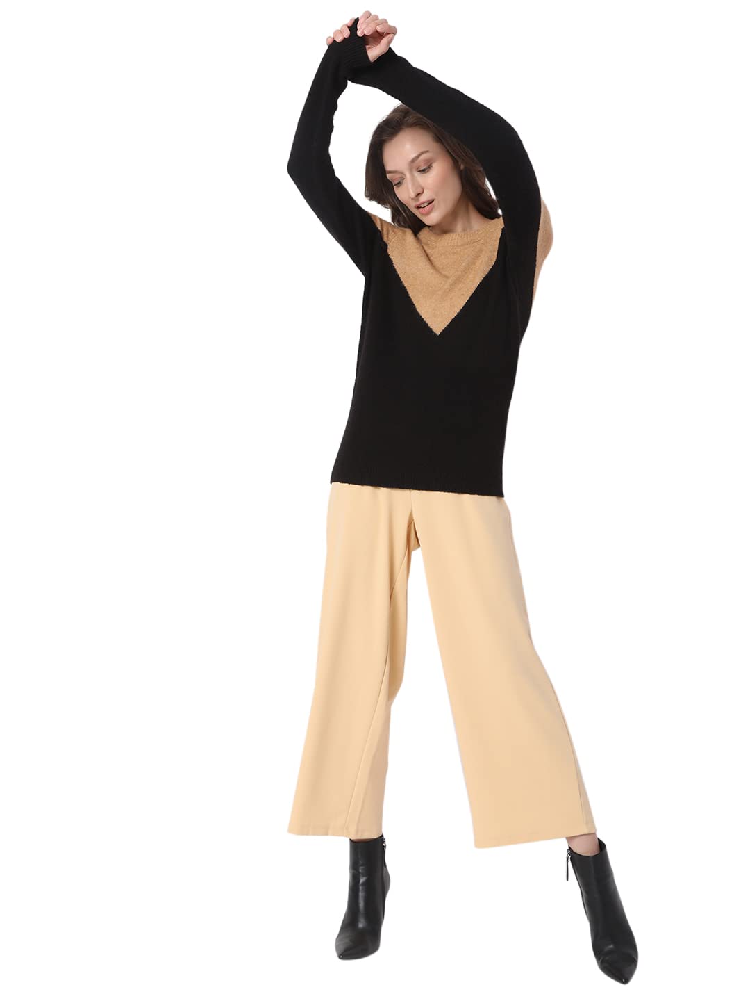 Vero Moda womens Vmplaza Ls Block Blouse Ga Boo Pullover Sweater