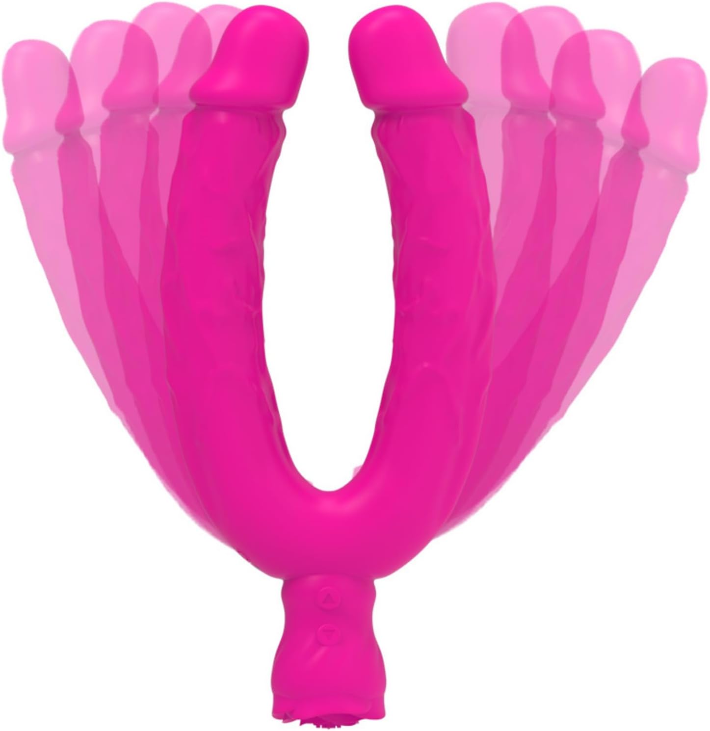 Pink Double Dildo Women with 10 Vibration Modes, Silicone Double Sided Dildo Toy Curved Silent Vibrant Women Waterproof Adult Sex Toy