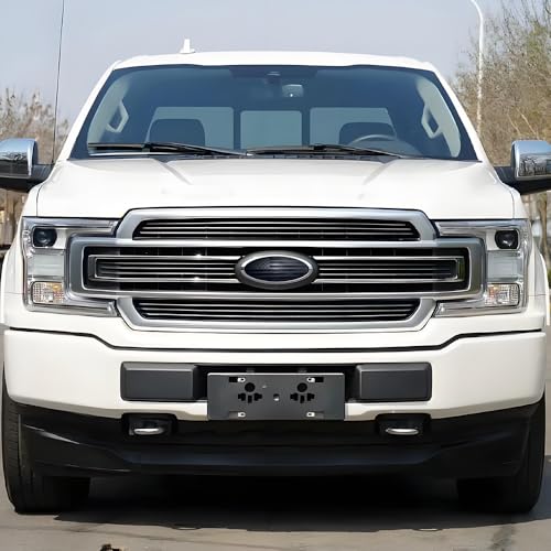 Image of 9.5 Inch Front Grille Rear Tailgate Emblem Compatible with 2015-2024 Ford F150,Overlay American Flag Decals Exterior Accessories, Black
