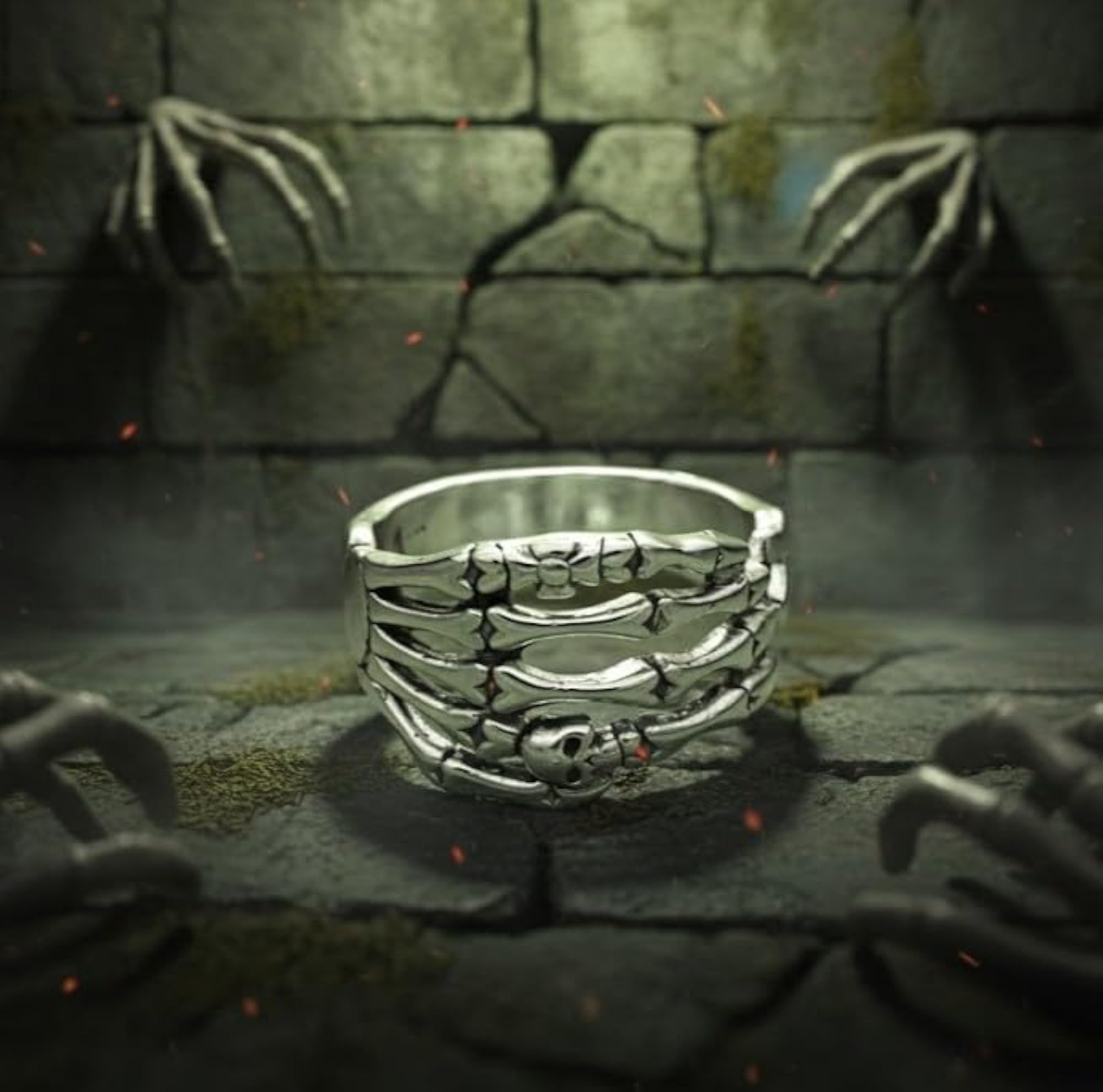 Gothic Skeleton Skull Rib Ring, Unisex Fashion Accessory