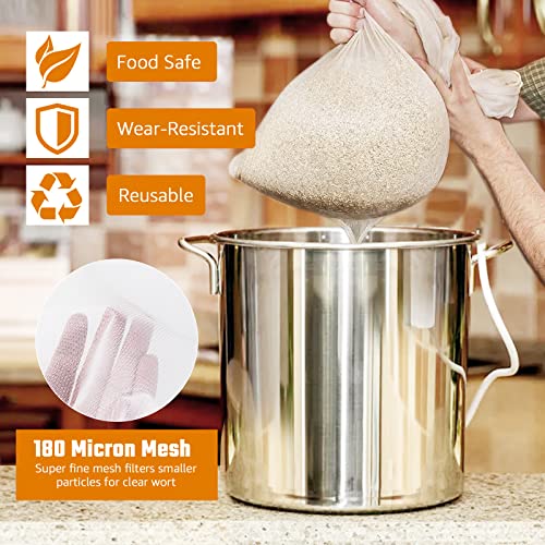 Hilangsan Brew Bag Food Safe Straining Bag 180 Micron Fine Mesh Bag Reusable Cold Brew Bags Filter Bag Strainer Bag For Brew Beer -3 Pack #TOP1