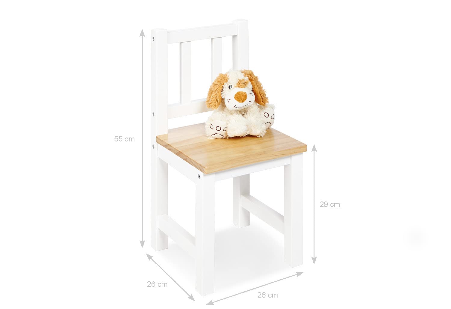 Pinolino Kinderstuhl Fenna, aus massivem Holz, Sitzhöhe 29 cm, für Kinder von 2 – 7 Jahren, weiß und klar lackiert