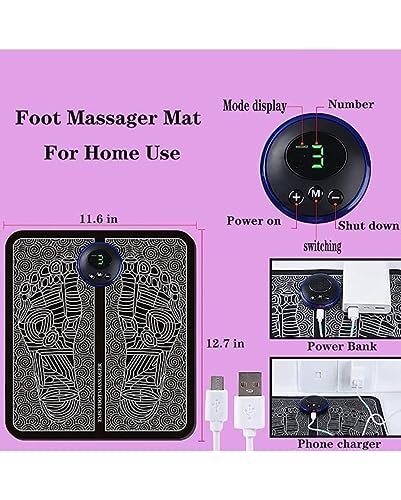 Krisant Rechargeable ( EMS ) FOOT massager mat , Muscle Stimulator, Simulated Massage Therapy for Foot,Hands,Arms,Shoulder,Arthritis Pain and Vericose Veins,Drug-free Pain Relief