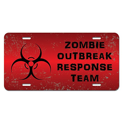 GRAPHICS & MORE Zombie Outbreak Response Team Red Distressed Novelty Metal Vanity License Tag Plate