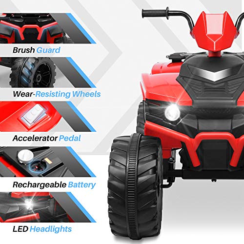 image for Kidzone 12V Electric Kids Ride-On Car ATV with DIY License Plate, 4 Bi