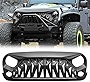 American Modified Front Shark Grille for 2007-2018 Jeep Wrangler JK/JKU Rubicon Sahara Sport, ABS (Matte Black)