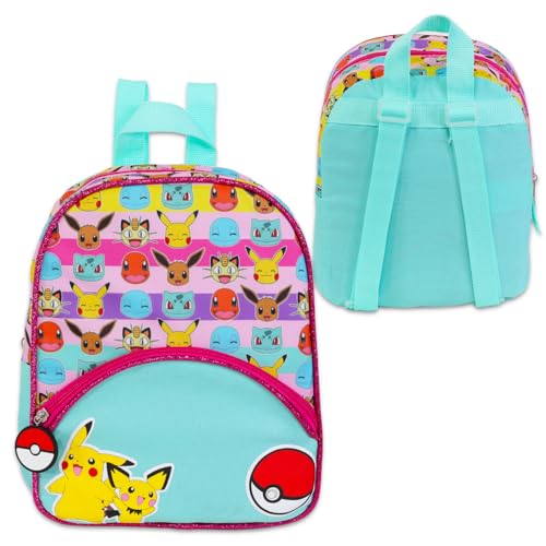 Nintendo Pokemon Mini Backpack Bundle - 11” Canvas Backpack with Front Pocket, Water Bottle, More | Pokemon Backpack Purse Set for Girls3