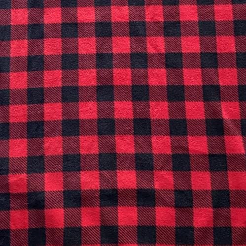 YourFleece No-Sew Throw Fleece Fabric DIY Blanket Making Kit, Make Your Own, Anti-Pill, Buffalo Plaid Red & Black, 72x60 inches