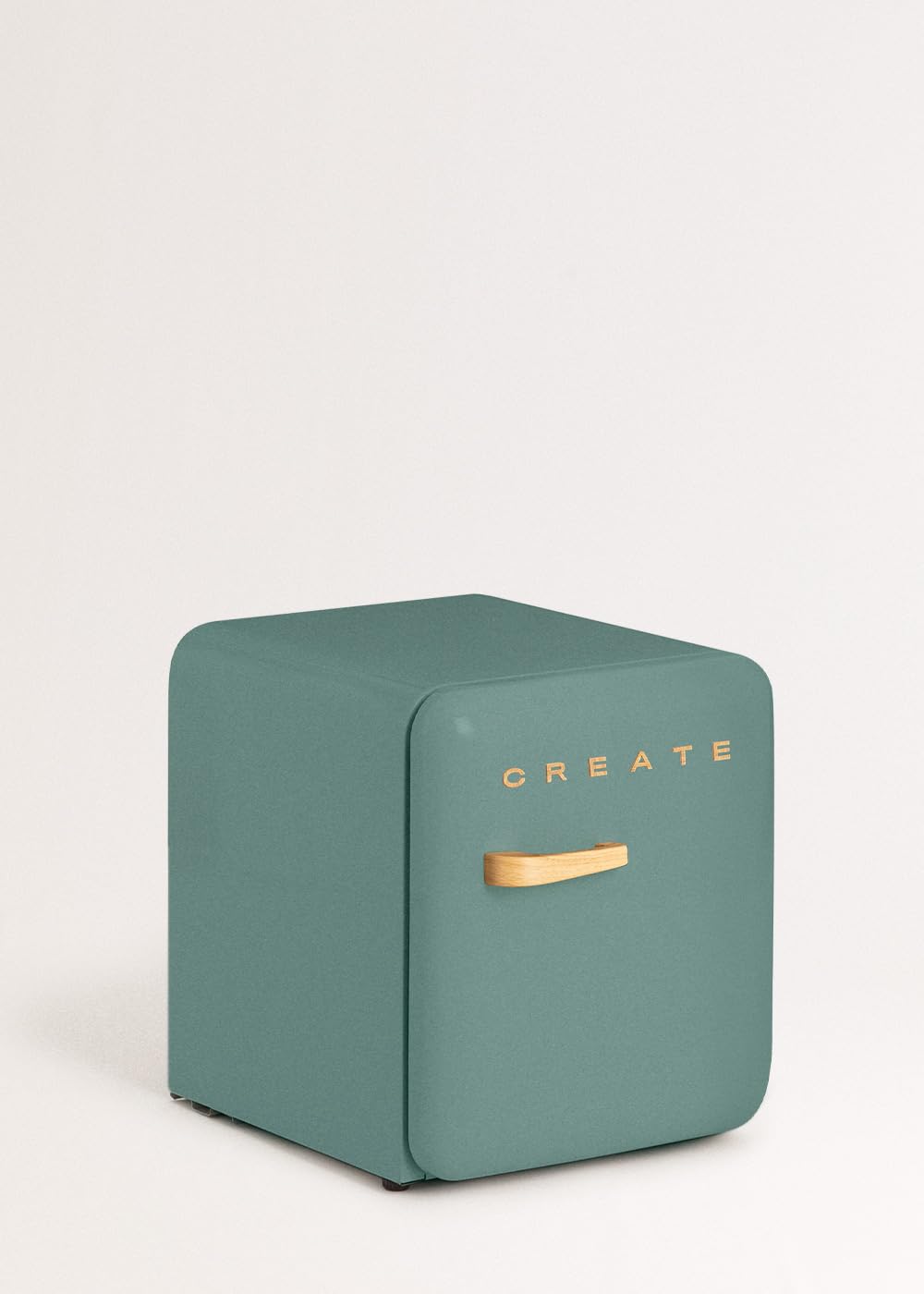 CREATE / RETRO FRIDGE 50 WOOD/Refrigerator green sage wood handle / 85W. minibar. one shelf. retro design. 50 cm. two shelves. capacity of 48L. low consumption. 50x44x50 cm — view 2