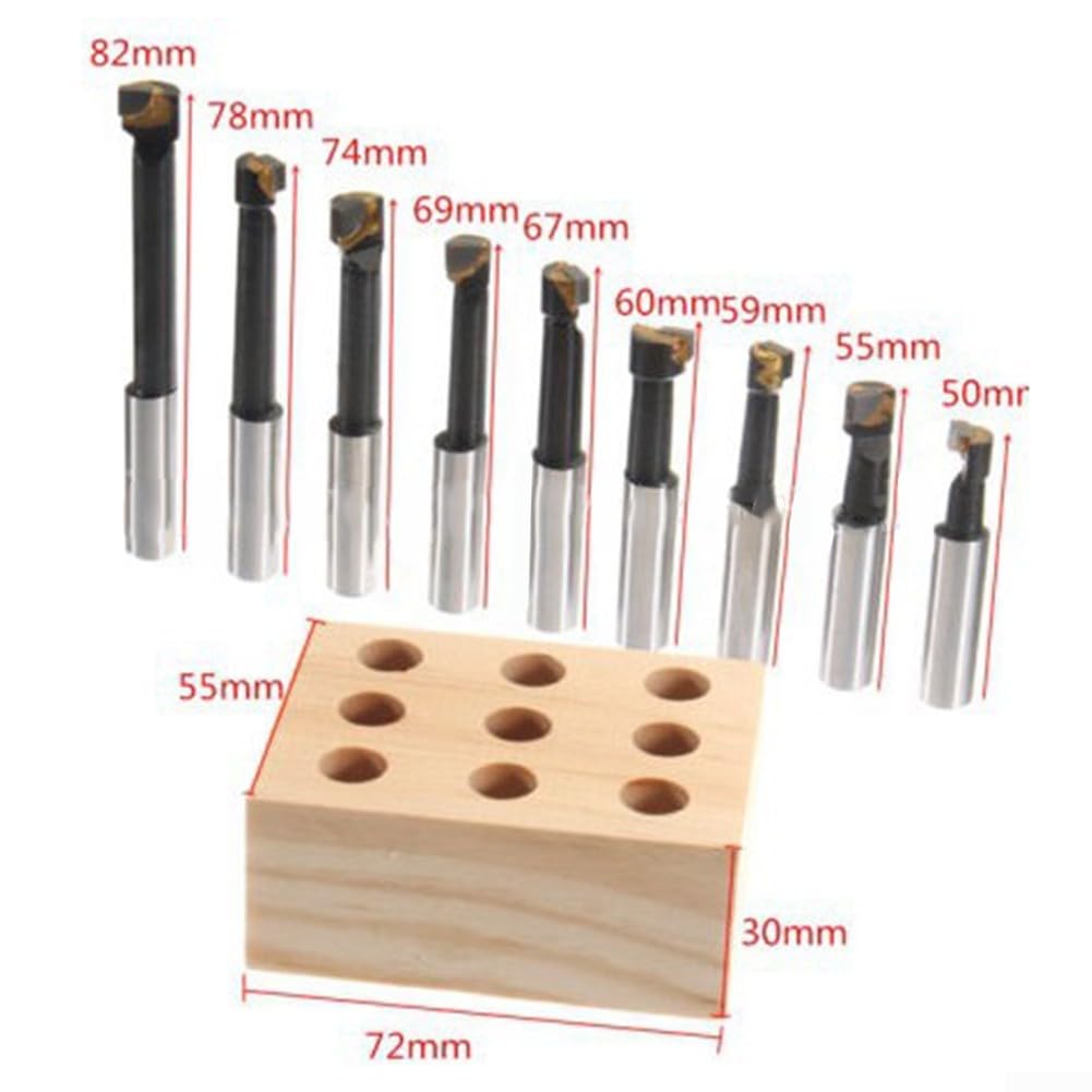 Bohrstangen-Set, Hartlegierung, 12 mm Schaft, Bohrstangen-Set, Stahl, CNC-Drehmaschine, Werkzeug, Haltefräsen, Bohrstange für 50 mm Bohrkopf, 9-teilig