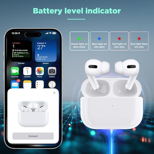 Image of Wireless Charging Case Replacement Compatible with AirPod Pro 1st & 2nd Generation, AirPod Pro 2 Charging Case with Bluetooth Pairing Sync Button,White(No Headphones)