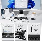 RK ROYAL KLUDGE F68 60% Foldable Low Profile Mechanical Keyboard, Wireless Mechanical Keyboard with Aluminum Body, Built-in Stand Holder, White Backlit, 68 Keys, Tactile Brown Switch