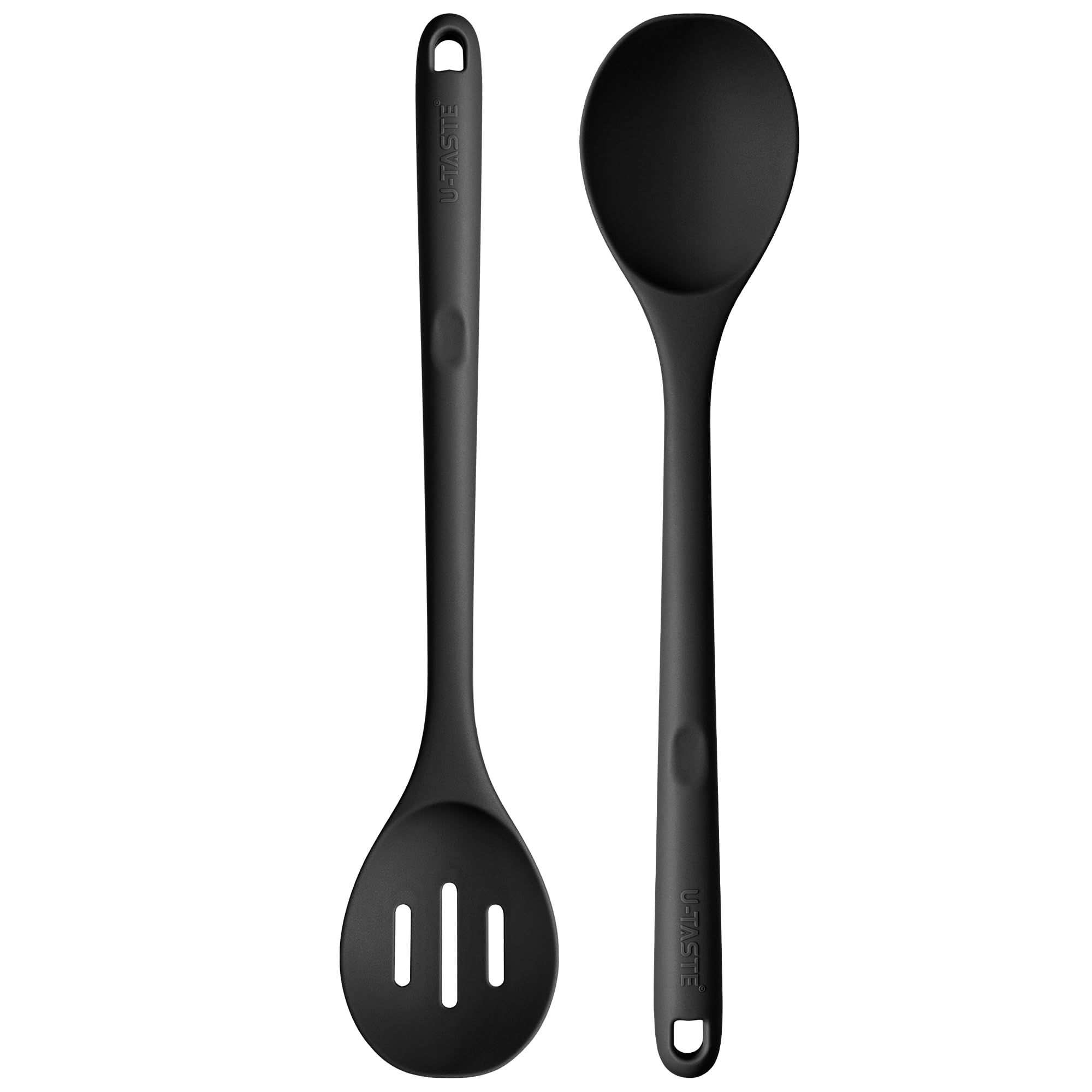 U-Taste Silicone Serving Spoon Set of 2, 315℃ Heat Resistant, Black