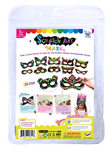 VHALE 24 Sets Rainbow Scratch Paper Art Superhero Masks, Dress Up Halloween Costumes, Creative Classroom Arts and Crafts, Fun Drawings, Travel Toys, Party Favors for Kids - Thumbnail 3