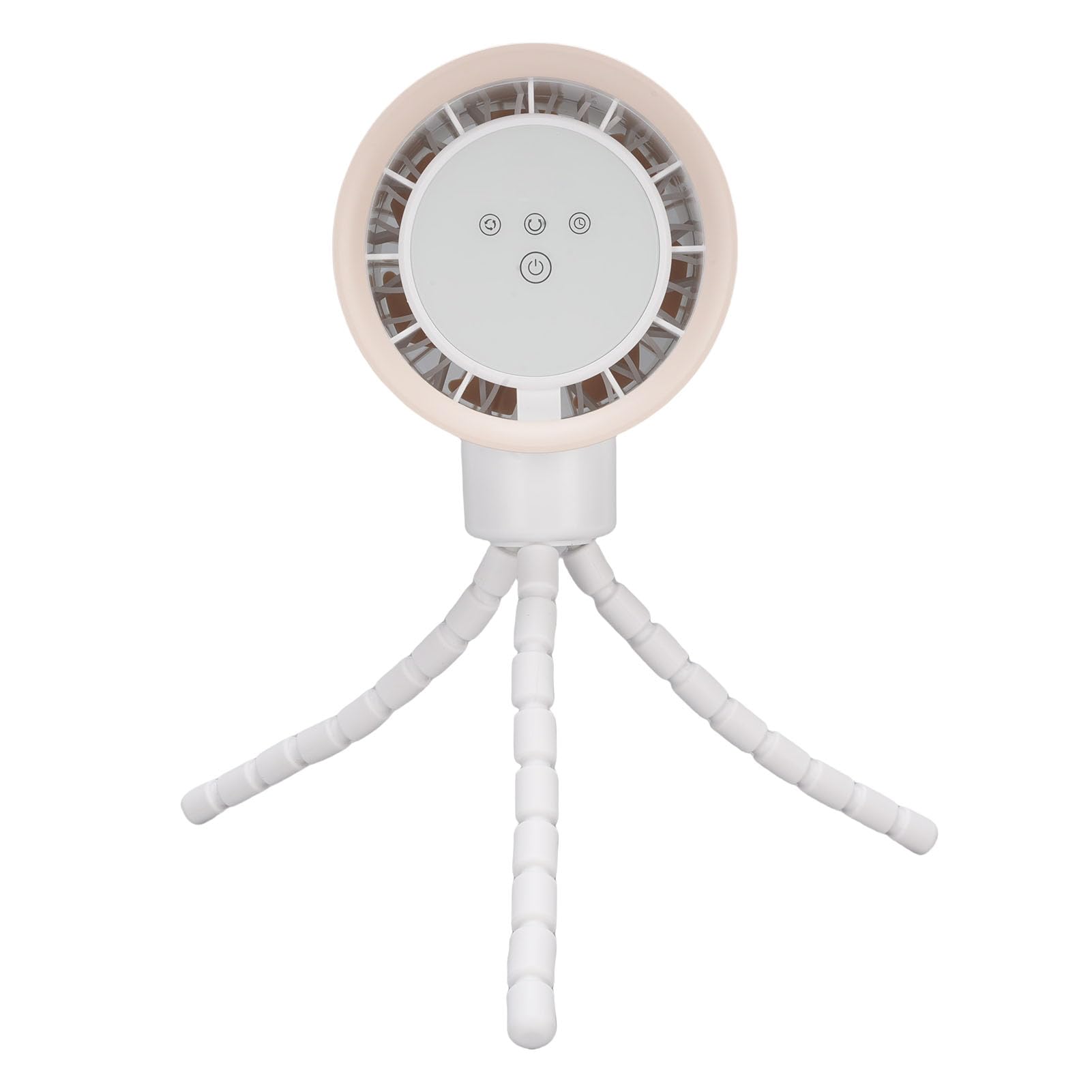 Ventilatore per Passeggino, Oscillazione a 360 Gradi con Display Digitale e per Treppiede, Alimentato a Batteria da 4000 MAh con Ricarica USB per Passeggino. (WHITE)