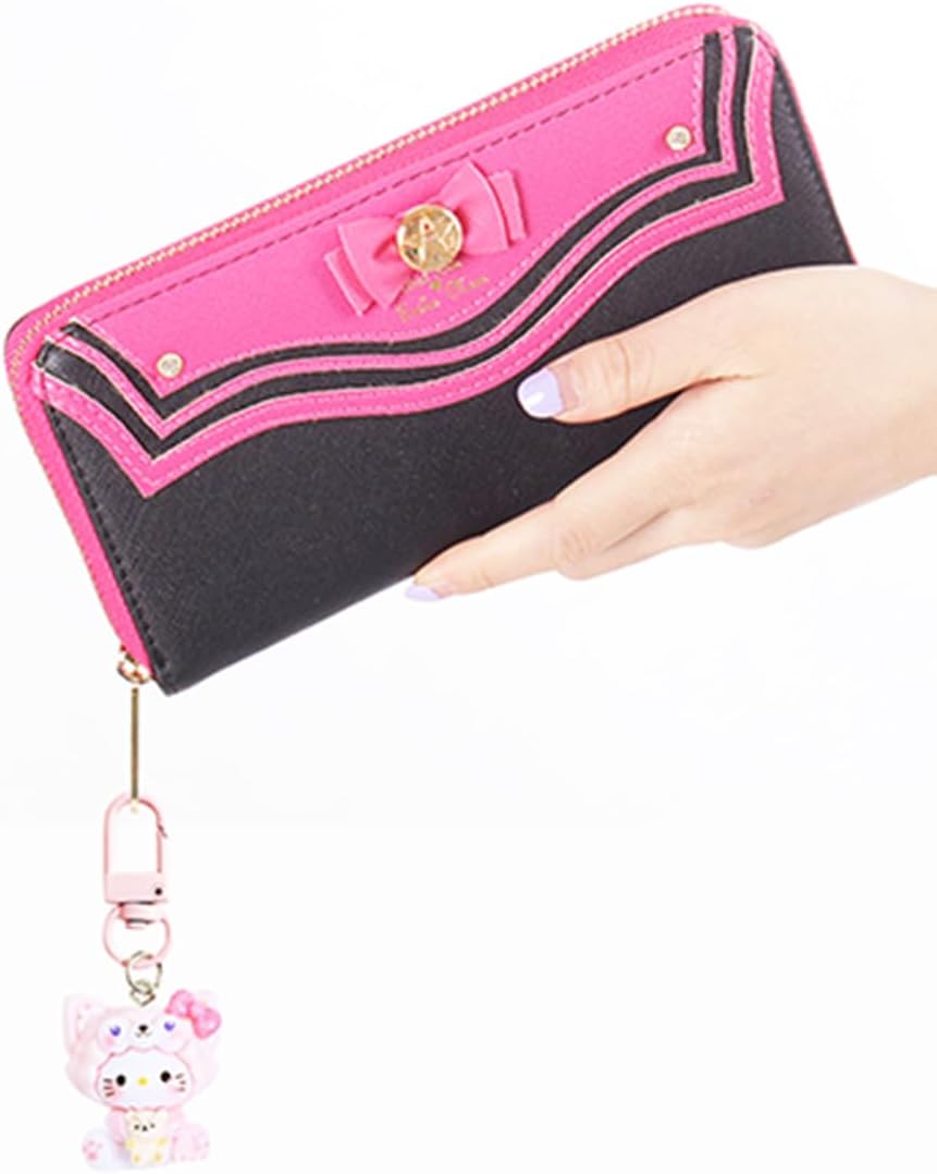 6 Pack Adorable Keychains Small Purse Charms Cute Cartoon Keychain Cosplay Anime Wallet Charm, Funny Zipper Keychain Women Pink Key Holder With Resin Anime Charms