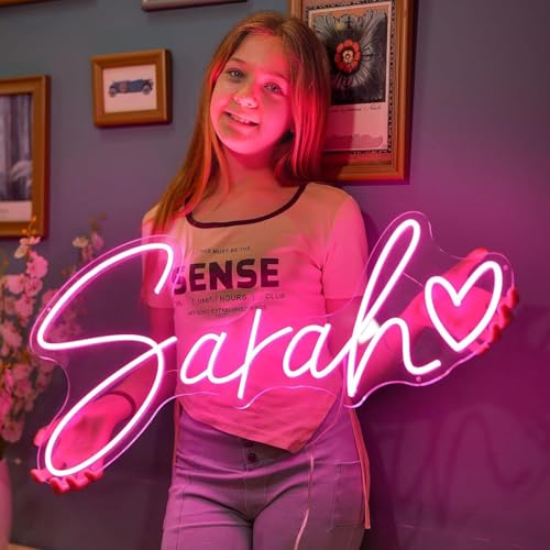 Neon Schild Personalisiert JIURUIFFC Personalisierte Led Leuchtschilder 11 Farboptionen Individuelle für Hochzeit Geburtstag Party Gaming Zimmer Geschäft Salon Bar Deko
