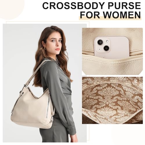 Image of PU Leather Purses 3PCS, Hobo Crossbody Bags Set for Women, 3 in 1 Convertible Backpack for Ladies Shoulder Bags satchel Bags