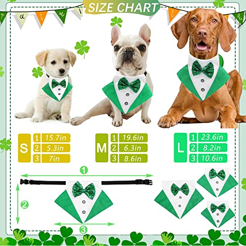 St.patrick's Day Dog Tuxedo Costume 2Pcs Pet Top Hat Bowtie Collar Irish Bandana Adjustable Scarf Formal Tux Clothes Dog Harness Bow Tie With D-Ring For Small Medium Large Dog (Green+White, Medium) #TOP2