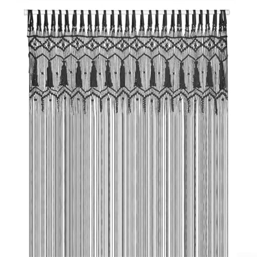Rideau de porte coton tissé main noir 135x200 cm | Rideau bohème chambre et salon