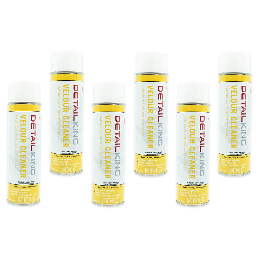 Detail King Automotive Velour Upholstery Cleaner (6 Pack) - Versatile Aerosol Spray - Fabric & Carpet
