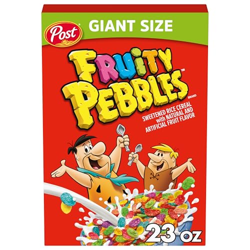 Fruity PEBBLES Breakfast Cereal, Gluten-Free, Sweetened Rice Crunch with 10 Vitamins and Minerals, 23 oz Extra Large Size Box