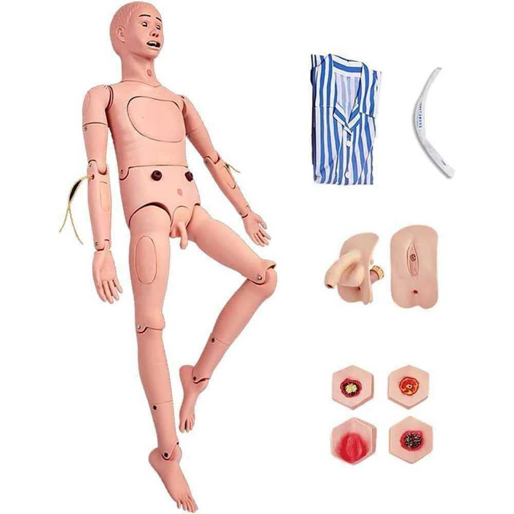 Haoding Men's Fe Nursing Mannequins Medical Dummy Simulator Nurse Practice Model Training Manikin Full-Featured Senior Nursing Internship Mannequin With Trauma Care Training Professional Care Manikin 170Cm