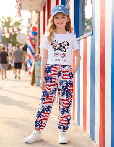 Image of Girl Clothes Cute Cool Girl Tops Splicing Pants 2 Piece Girls Summer Outfits 6-14 Years