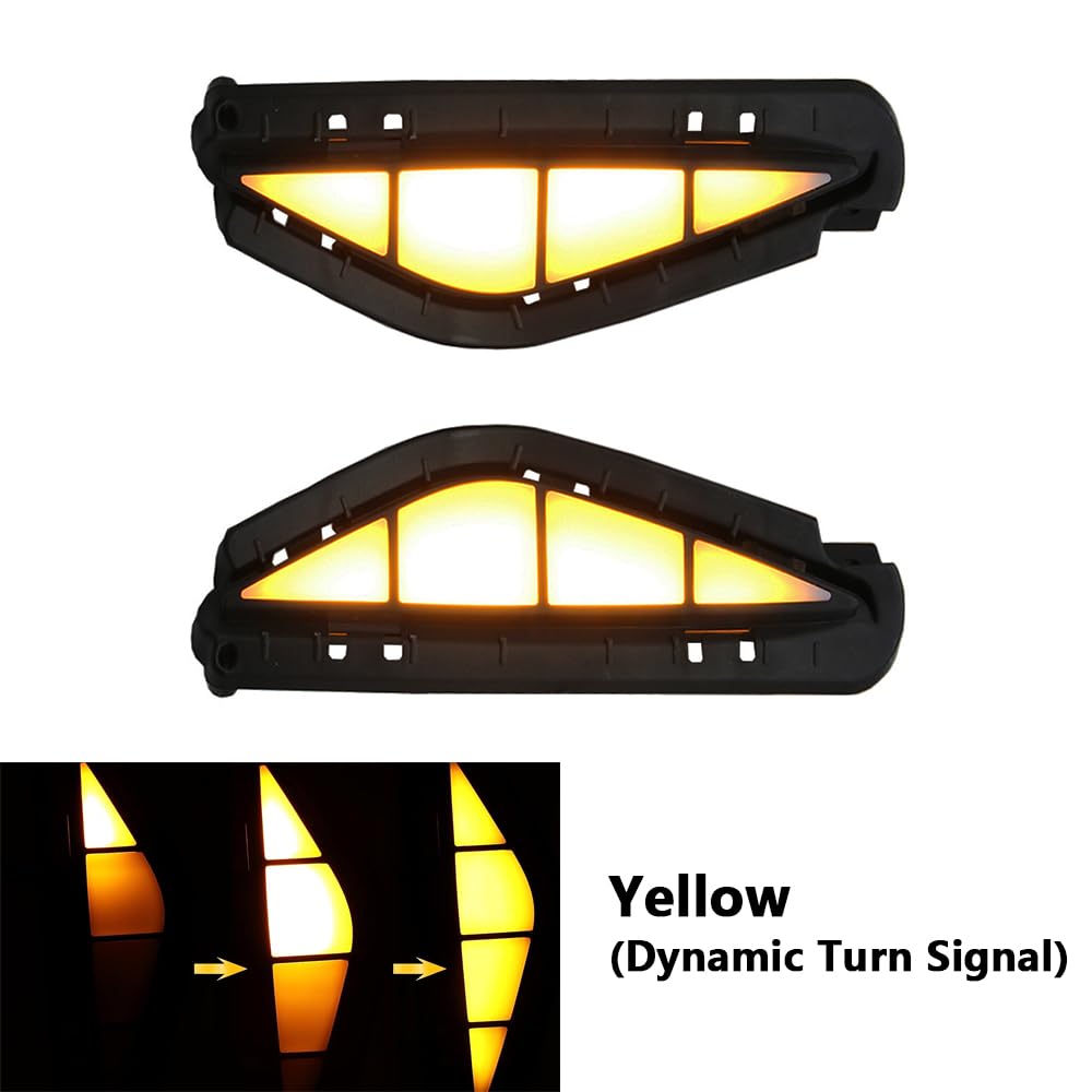 Lampade diurne del Riloer, luci da corsa Daytime a LED con luce di guida bianca + segnale di svolta dinamico giallo, lampada di segnale di svolta del paraurti LED con 2 modalità luminose