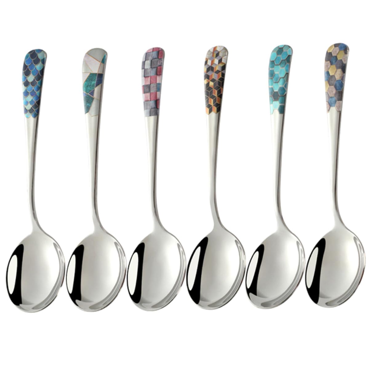 TOYANDONA 6pezzi Cucchiai in Acciaio Inox per Mescolare Cucchiai da Zuppa Sfusi Metallici per Mescolare da Cucina da Bere per Casa per Zuppe e Gelato Pratici e Facili da Pulire