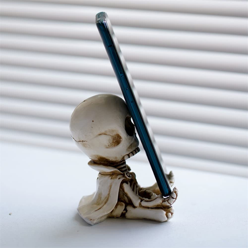 Niedlicher, meditierender Totenkopf-Armaturenbrett-Telefonhalter für Auto, Autotelefonhalterung, Totenkopf-Auto-Innenausstattung, Gothic-Halloween-Dekorationen für das Home Office