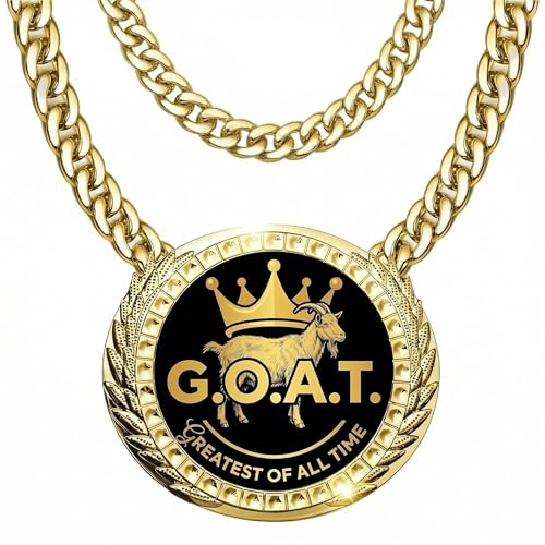 Opxuliix 6 Inch Goat Turnover Chain Award Medal Greatest of All Time Necklace Heavy Duty Gold Champion Trophy for Sports Achievements Fantasy Football Winner Office MVP and Team Gifts