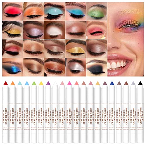 Sweetshion 20 Colors Eyeshadow Stick Womens Rainbow Muticolor Eyeshadow, Highly Pigmented, Long Lasting, Waterproof, Matte Eye Shadow Stick For Girls Glitter Eye Makeup #TOP7