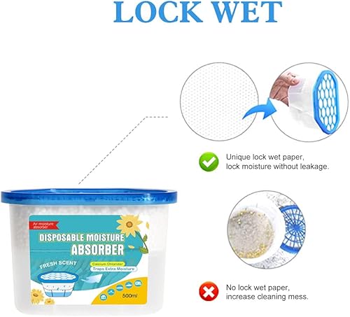 Miniatura 4 de CANAGER Caja absorbente de humedad con aroma fresco, cajas eliminadoras de olores y deshumidificadores para armario, dormitorio, cocina, baño,