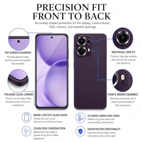 Image of ArmourPro Edge to Edge Tempered Glass for Oppo Reno 16 with Black Camera Ring Guard, 9H Screen Protector, Anti-Scratch, Anti-Fingerprint, Bubble-Free Installation Kit