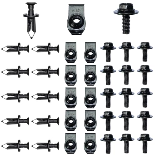 35pcs Engine Under Cover Splash Shield Guard Body Bolt & Extruded U Nut Bumper Fender Liner Push Retainer Clip M6-1.0x17mm Srcew Fit for Nissan 350Z 370Z for Infiniti G35 G37 EX35 FX35 FX45